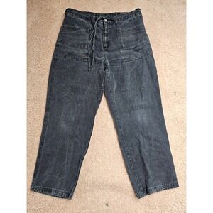Of the Earth Hemp Fashion Womens Wide Leg Pants Black 100% Hemp L Eco Friendly